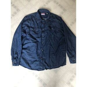 Wrangler Shirt Size XL Mens Button Up Long Sleeve Denim Pockets 100% Cotton